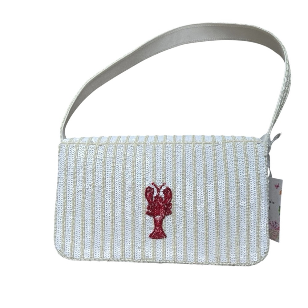 š„Viralš„ Lobster Beaded Bag Shoulder Bag Made in India White & Red Lobster - Picture 3 of 6